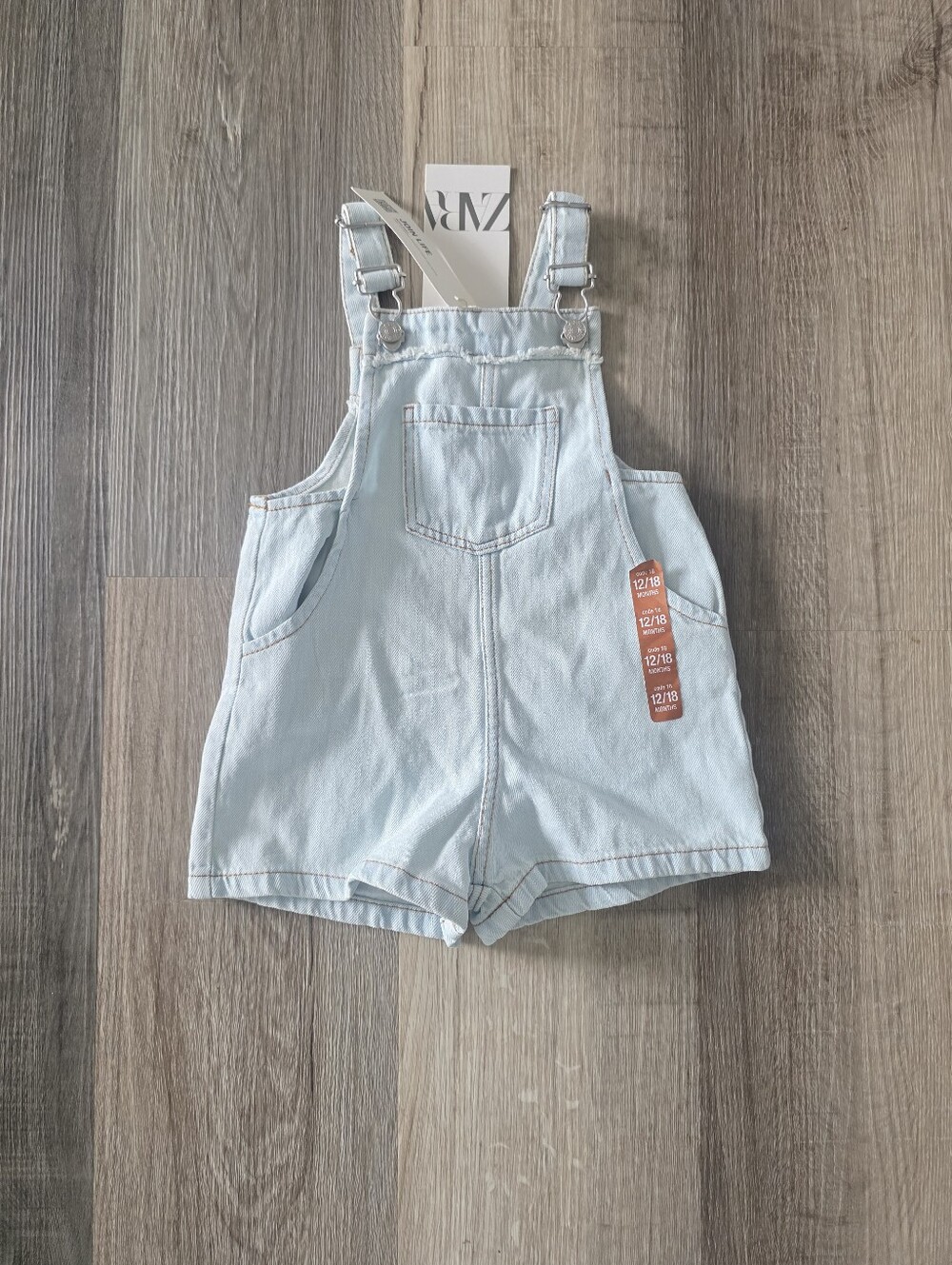 Zara Baby Girls Denim Short Overalls Size 12-18